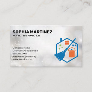 Tarjeta De Visita Broom Mop Bucked   Servicios de limpieza   Esparkl