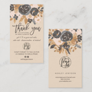 Tarjeta De Visita brote blush boho floral script logo orden gracias
