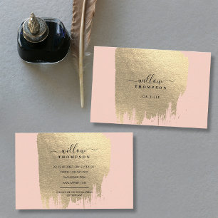Tarjeta De Visita Brote de pincel de Relieve metalizado dorado rosa