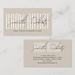 Tarjeta De Visita Brow artist modern typography script beige