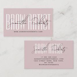 Tarjeta De Visita Brow artist modern typography script neutral pink
