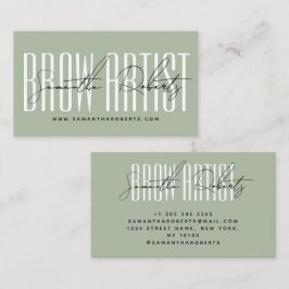 Tarjeta De Visita Brow artist modern typography script sage green