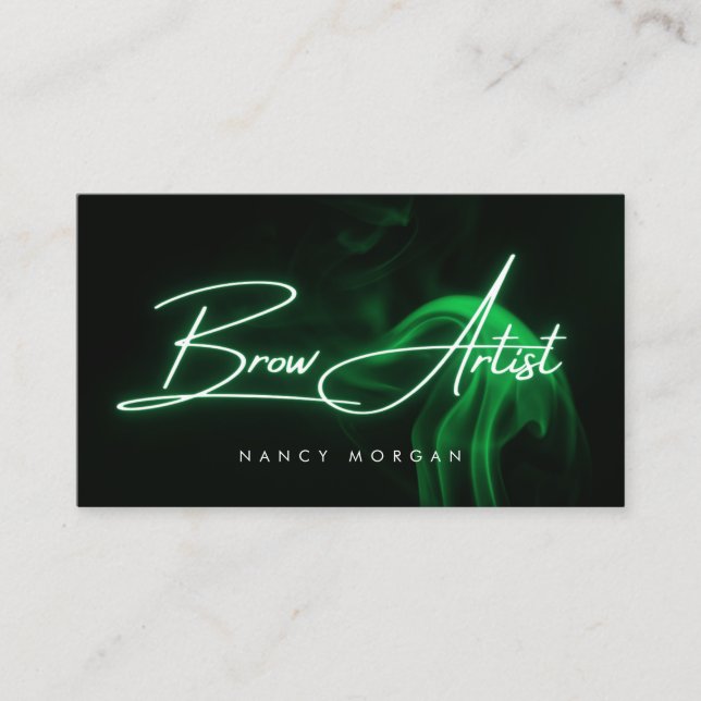 Tarjeta De Visita Brow Artist Typography Green Neon Business Card (Anverso)