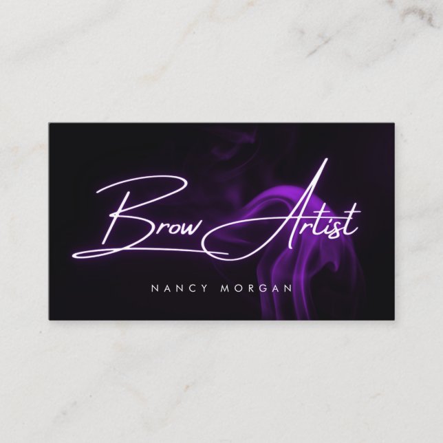 Tarjeta De Visita Brow Artist Typography Purple Neon Business Card (Anverso)
