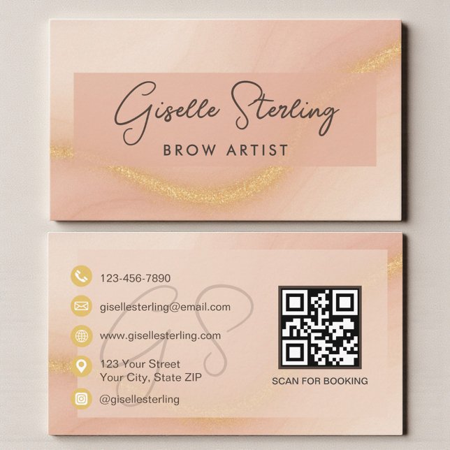 Tarjeta De Visita Brow Artist Watercolor QR Code (Subido por el creador)