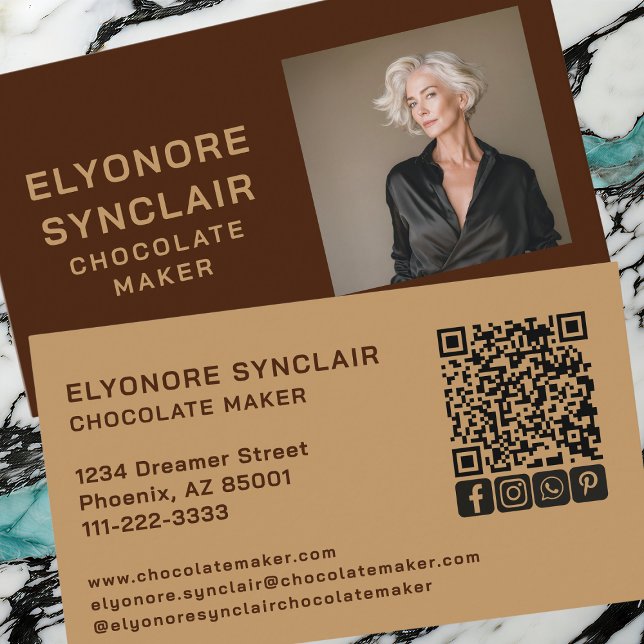 Tarjeta De Visita Brown Caramel Chocolate Maker Personal Photo (Subido por el creador)