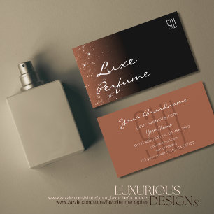 Tarjeta De Visita Brown color beige negro con estrellas e iniciales