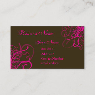 Tarjeta De Visita Brown con remolinos rosados vibrantes