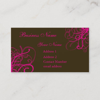 Tarjeta De Visita Brown con remolinos rosados vibrantes