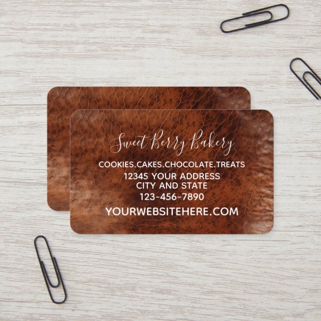 Tarjeta De Visita Brown Cowgirl Leather Look (Anverso/Reverso In Situ)