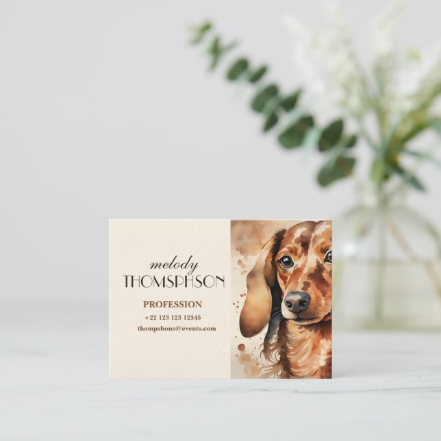 Tarjeta De Visita Brown Dachshund (Anverso de pie)