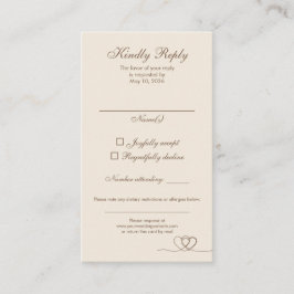 Tarjeta De Visita Brown Elegant Calligraphy Wedding RSVP Card