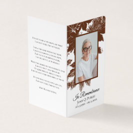 Tarjeta De Visita Brown Fall deja la oración conmemorativa del funer
