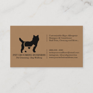 Tarjeta De Visita Brown Love Modern Formal Cat Dog Mascota
