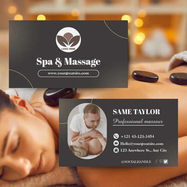 Tarjeta De Visita Brown Modern Spa & Massage Business Card (Brown Modern Spa & Massage Business Card)