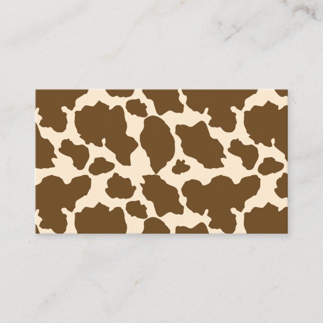 Tarjeta De Visita Brown Spots Cow Print Farmer Farm Animals Classy (Anverso)