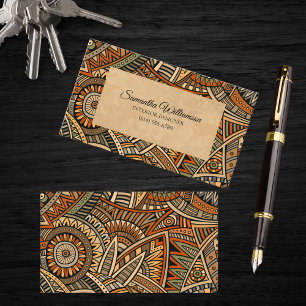Tarjeta De Visita Brown, Tan Rust y Black Bohemitric