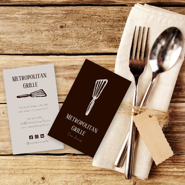 Tarjeta De Visita Brown Tan Spatula Restaurant Chef (Subido por el creador)