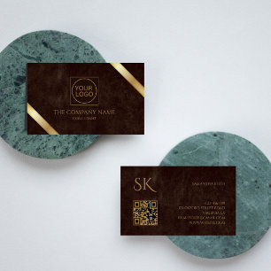 Tarjeta De Visita Brown y Golden Stripe Luxury