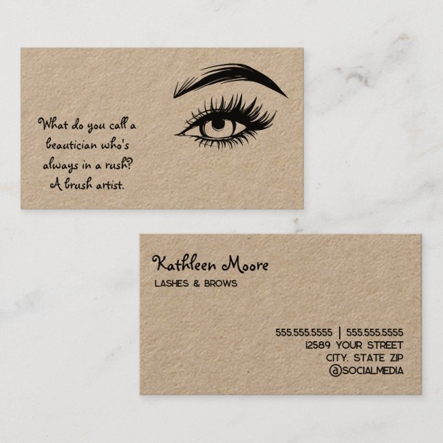 Tarjeta De Visita Brows divertidos y latigazos Kraft (Anverso / Reverso)
