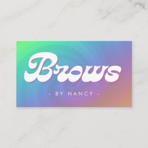 Tarjeta De Visita Brows Groovy Retro Patrón De Giro Arcoiris