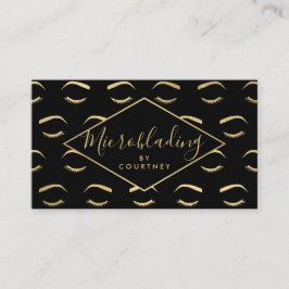 Tarjeta De Visita Brows y pestañas Microblando Negro/Oro