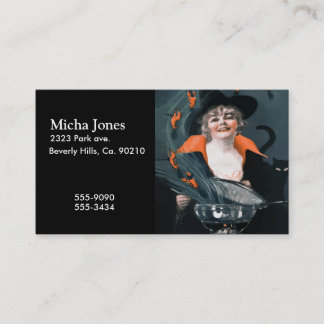 Tarjeta De Visita Bruja del vintage que convoca a la comida para su
