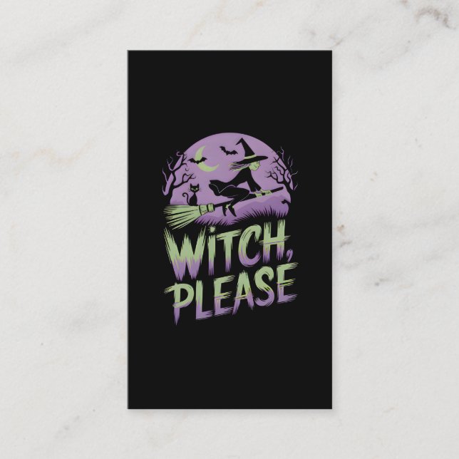 Tarjeta De Visita Bruja, por favor | Festival de Halloween (Anverso)