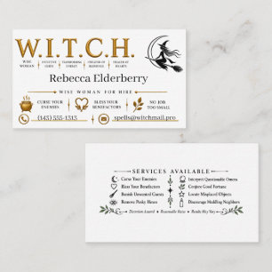 Tarjeta De Visita Bruja sabia personalizada para alquilar W.I.T.C.H.