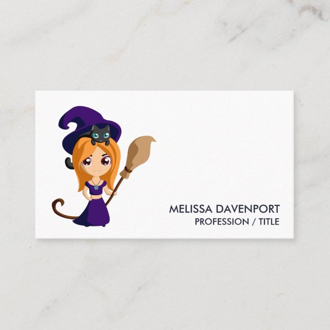 Tarjeta De Visita Bruja suave en Halloween Gorra morado (Anverso)