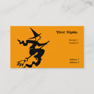 Tarjeta De Visita bruja voladora aterradora