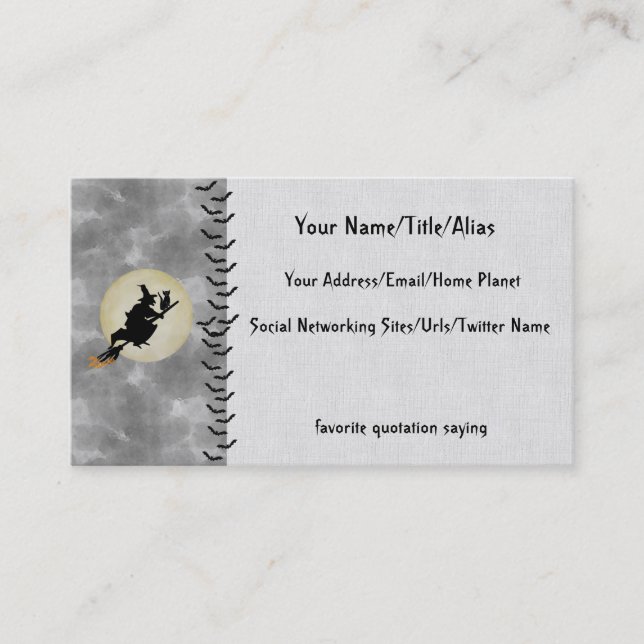 Tarjeta De Visita Bruja y gato (Anverso)