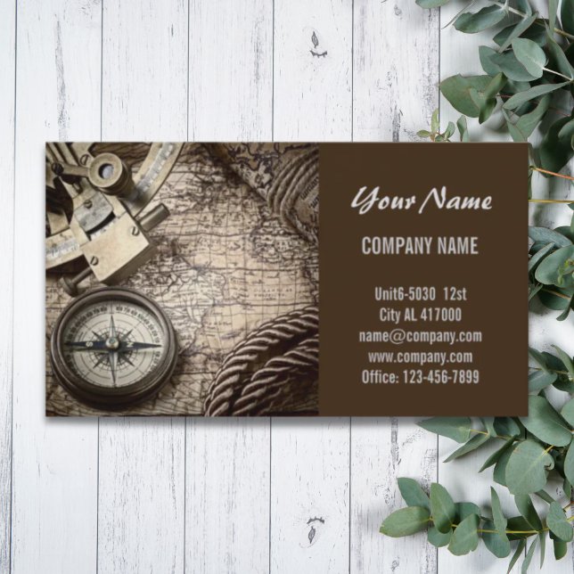 Tarjeta De Visita brújula de antigüedades náuticas de la playa coste (coastal beach nautical antique compass business card)