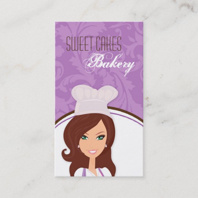 Tarjeta De Visita Brunette Baker Purple Brow Cup Cakes Business Card (Anverso)