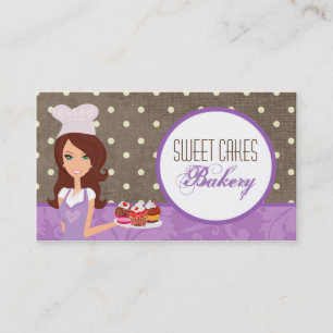 Tarjeta De Visita Brunette Baker Purple Brow Cup Cakes Business Card
