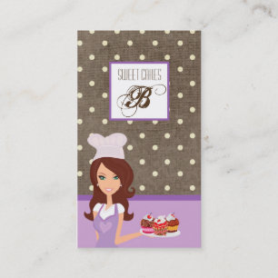 Tarjeta De Visita Brunette Baker Purple Brow Cup Cakes Business Card