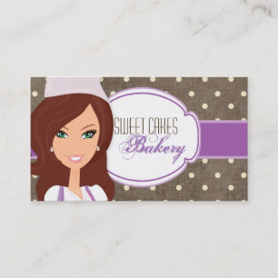 Tarjeta De Visita Brunette Baker Purple Brow Cup Cakes Business Card
