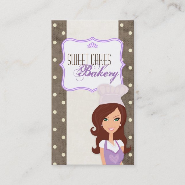 Tarjeta De Visita Brunette Baker Purple Brow Cup Cakes Business Card (Anverso)