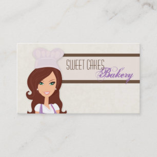 Tarjeta De Visita Brunette Baker Purple Brow Cup Cakes Business Card