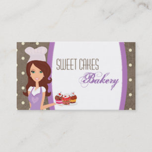 Tarjeta De Visita Brunette Baker Purple Brow Cup Cakes Business Card