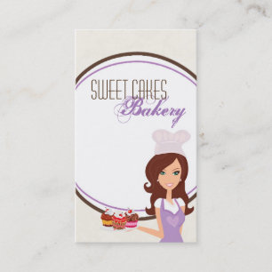 Tarjeta De Visita Brunette Baker Purple Brow Cup Cakes Business Card