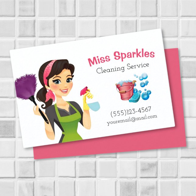 Tarjeta De Visita Brunette Personalizado Maid House Cleing Services (Subido por el creador)