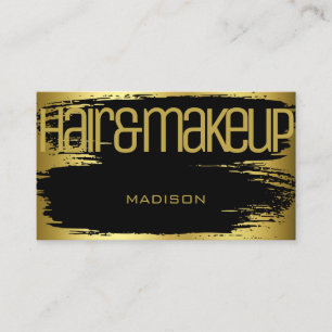 Tarjeta De Visita Brush Stroke Gold Black Glamorous Luxury Beauty