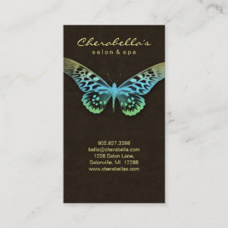 Tarjeta De Visita Brwn amarillo azul de la mariposa del balneario de