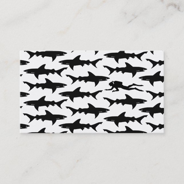 Tarjeta De Visita Buceo con escafandra del tiburón negro/carta (Anverso)