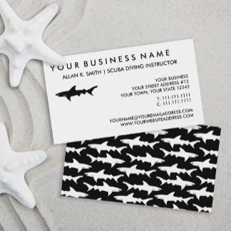Tarjeta De Visita Buceo elegante del Tiburón Negro / Carta de barco