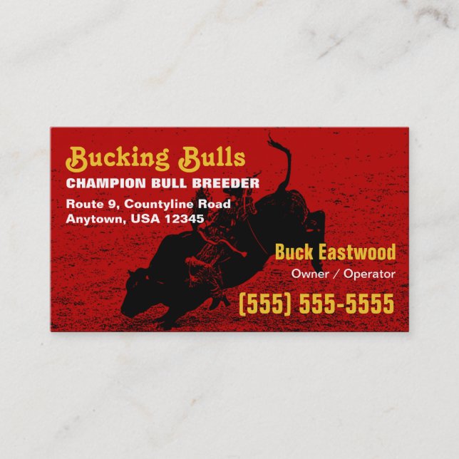 Tarjeta de visita Bucking de Bull (Anverso)