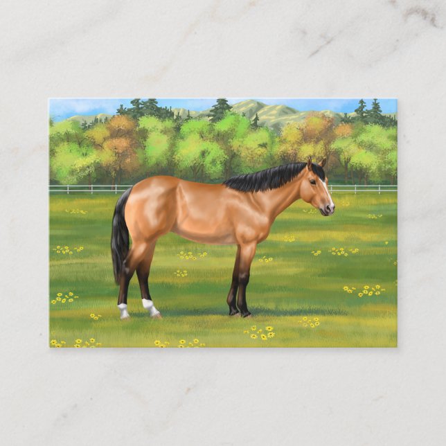 Tarjeta De Visita Buckskin Dun Quarter Horse (Anverso)