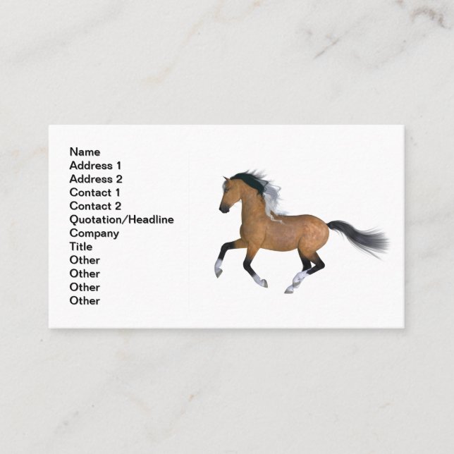 Tarjeta De Visita Buckskin Quarter Horse (Anverso)