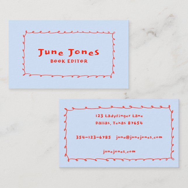 Tarjeta De Visita Bucles de lápiz de grifo Doodle hecho a mano (Anverso / Reverso)